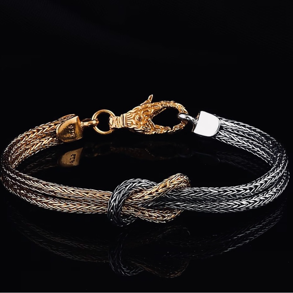 Balinese Love Knot Bracelet in 22K Vermeil YG Over & Sterling Silver 12.25 Grams
